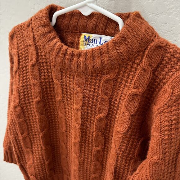Man-Lee Sportswear Burnt Orange Knit Sweater - Picture 2 of 6
